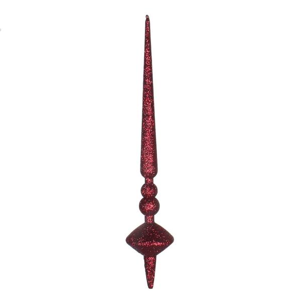 12" Burgundy Glitter Cupola Finial Ornament (3 pack)