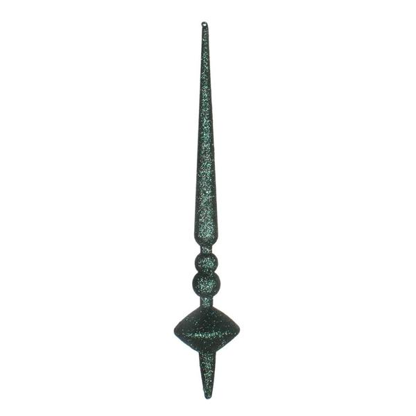 12" Midnight Green Glitter Cupola Finial Ornament (3 pack)
