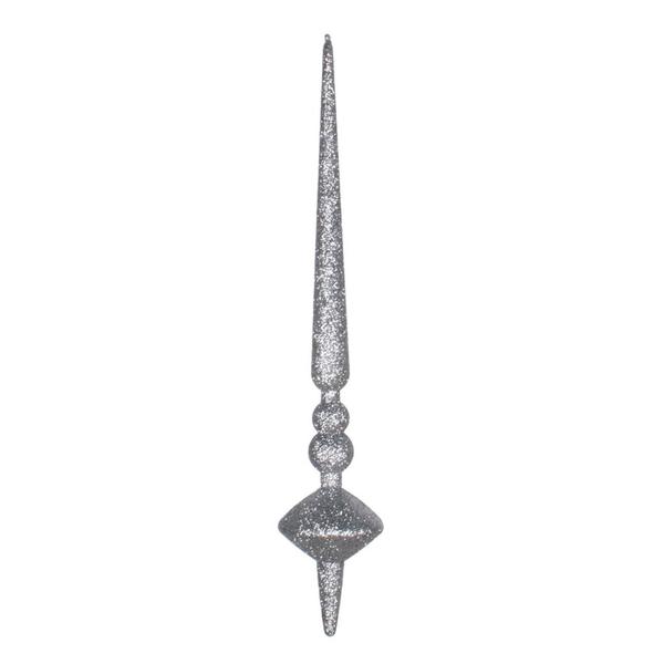 12"   Pewter Glitter Cupola Finial Ornament (3 pack)