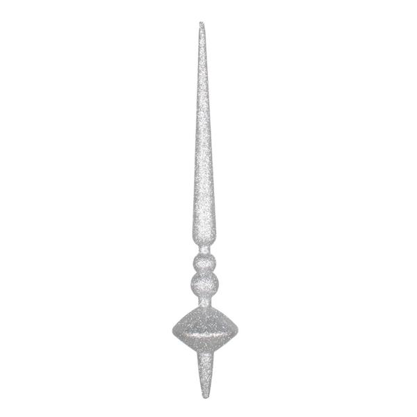 18" Silver Glitter Cupola Finial Ornament (2 pack)
