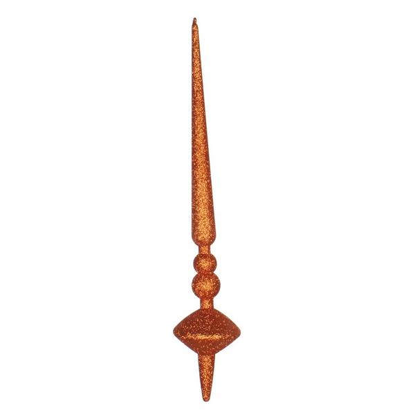18" Burnished Orange Glitter Cupola Finial Ornament (2 pack)