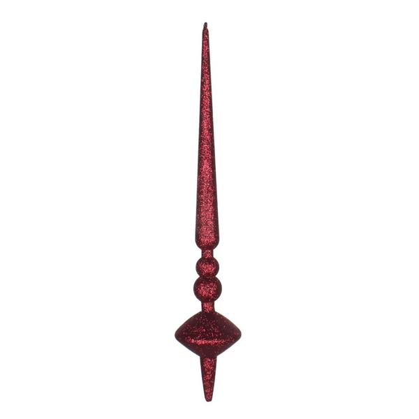 18" Burgundy Glitter Cupola Finial Ornament (2 pack)