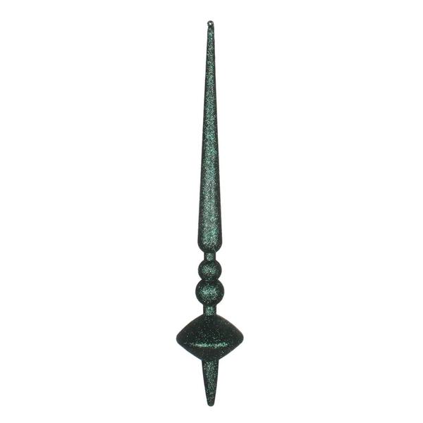 18" Midnight Green Glitter Cupola Finial Ornament (2 pack)