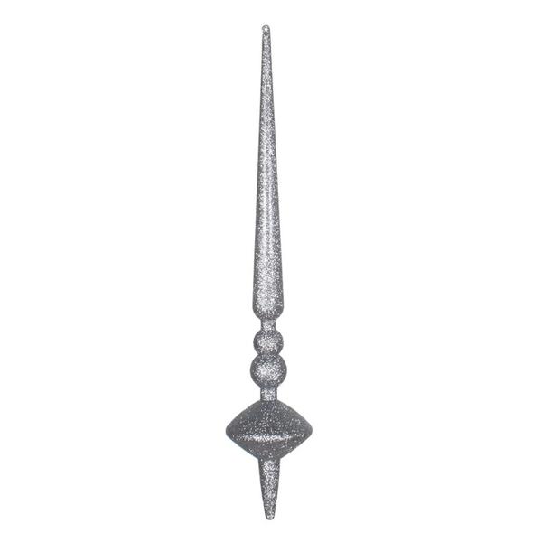 18" Pewter Glitter Cupola Finial Ornament (2 pack)