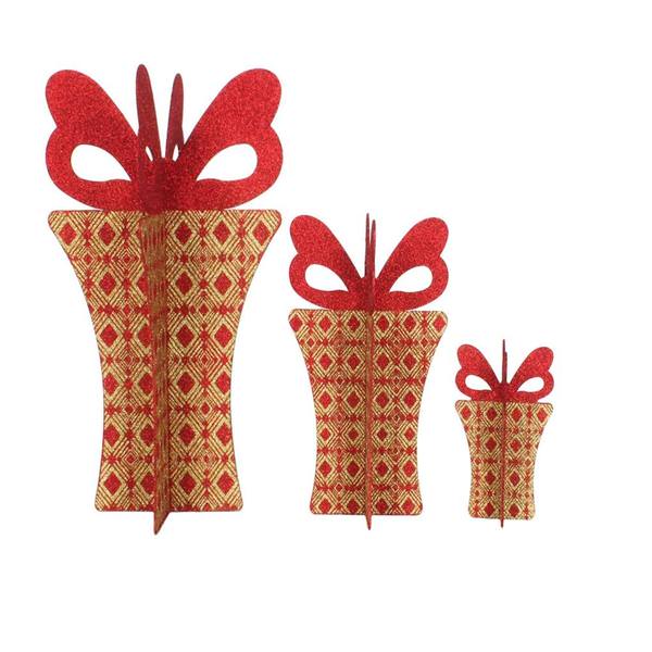 9" / 16" / 22" Red / Gold Foam Gift Box Set (set of 3)