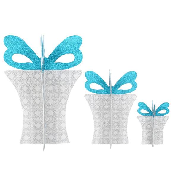 9" / 16" / 22" Silver / White / Turquoise Foam Gift Box Set (set of 3)