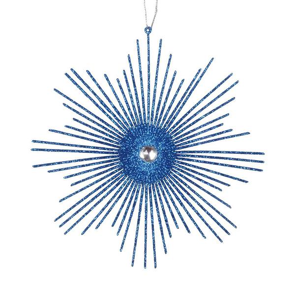 6.5" Blue Glitter Snowflake Burst Ornament (6 pack)