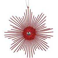 Vickerman 6.5" Red Glitter Snowflake Burst Ornament (6 pack)