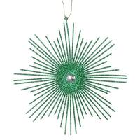 Vickerman 6.5" Green Glitter Snowflake Burst Ornament (6 pack)