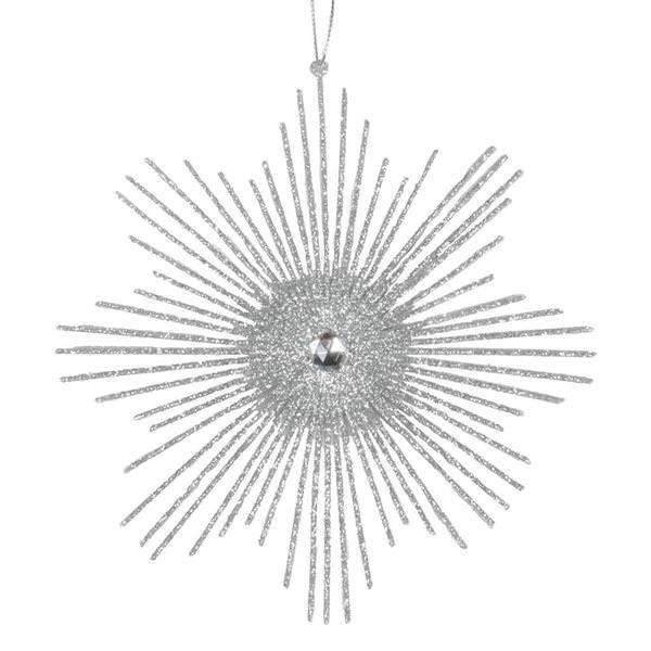 6.5" Silver Glitter Snowflake Burst Ornament (6 pack)