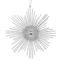 Vickerman 6.5" Silver Glitter Snowflake Burst Ornament (6 pack)