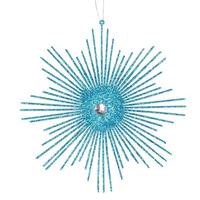 Vickerman 6.5" Turquoise Glitter Snowflake Burst Ornament (6 pack)