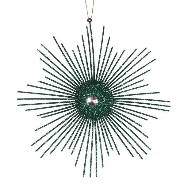 6.5" Emerald Glitter Snowflake Burst Ornament (6 pack)