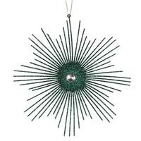 Vickerman 6.5" Emerald Glitter Snowflake Burst Ornament (6 pack)