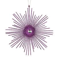 Vickerman 6.5" Plum Glitter Snowflake Burst Ornament (6 pack)