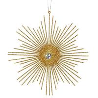 Vickerman 6.5" Antique Gold Glitter Snowflake Burst Ornament (6 pack)