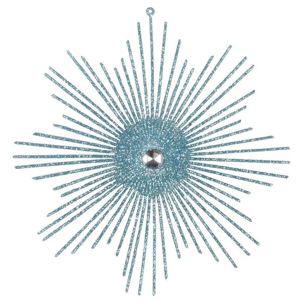 6.5" Baby Blue Glitter Snowflake Burst Ornament (6 pack)