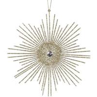 View 6.5" Champagne Glitter Snowflake Burst Ornament (6 pack)