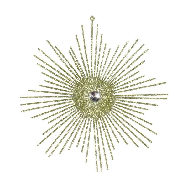 6.5" Celadon Glitter Snowflake Burst Ornament (6 pack)
