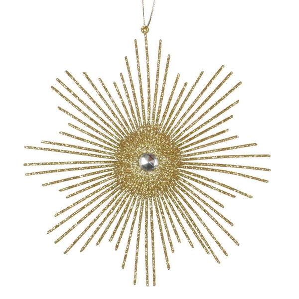 6.5" Gold Glitter Snowflake Burst Ornament (6 pack)