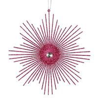 Vickerman 6.5" Fuchsia Glitter Snowflake Burst Ornament (6 pack)
