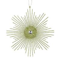 Vickerman 6.5" Lime Glitter Snowflake Burst Ornament (6 pack)