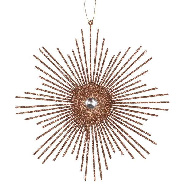 6.5" Mocha Glitter Snowflake Burst Ornament (6 pack)