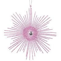 Vickerman 6.5" Pink Glitter Snowflake Burst Ornament (6 pack)