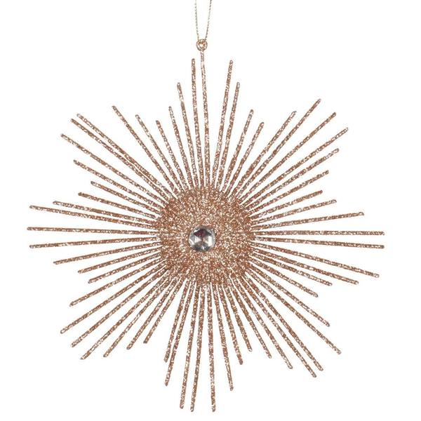 6.5" Cafe Latte Glitter Snowflake Burst Ornament (6 pack)