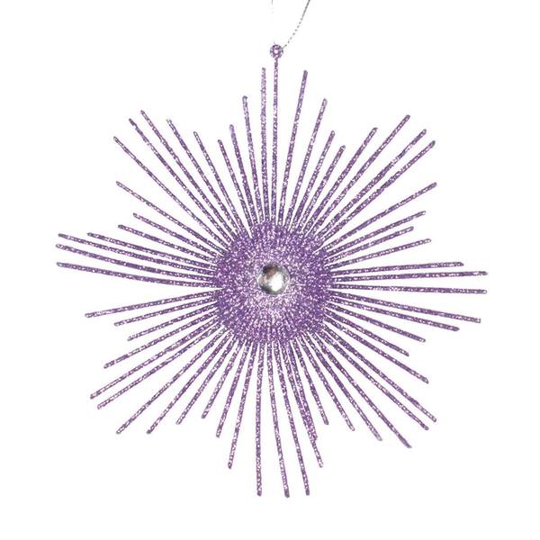 6.5" Lavender Glitter Snowflake Burst Ornament (6 pack)
