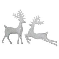 Vickerman 6" White Glitter Deer Ornament (6 pack)