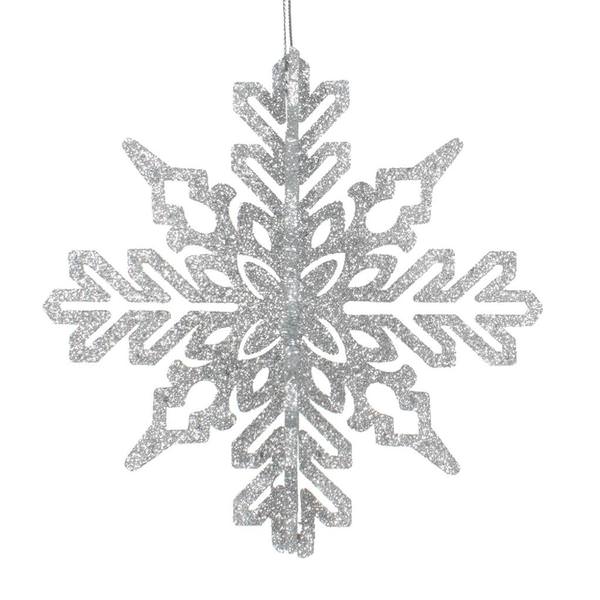 6" Silver 3D Glitter Snowflake Ornament (3 pack)