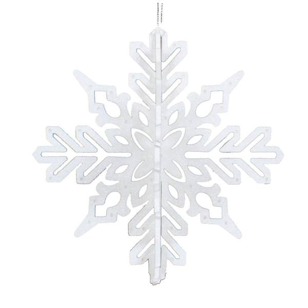 6" White 3D Glitter Snowflake Ornament (3 pack)