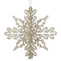 Vickerman 6" Champagne 3D Glitter Snowflake Ornament (3 pack)