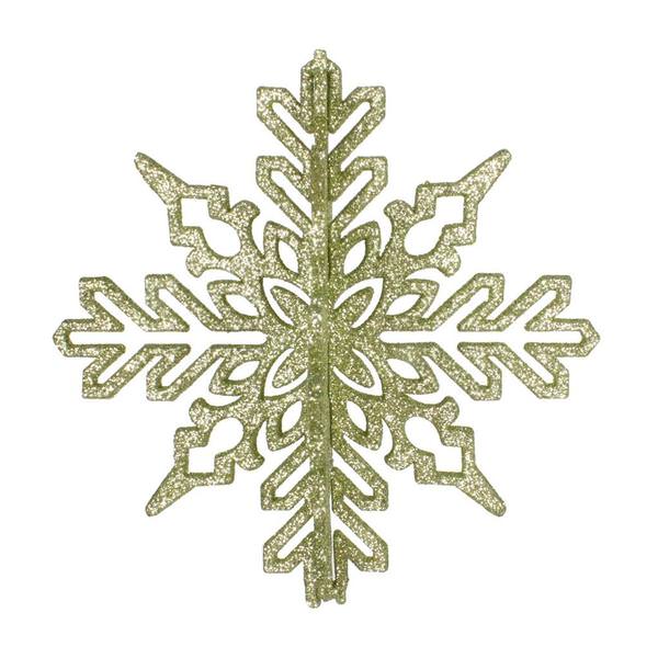 6" Celadon 3D Glitter Snowflake Ornament (3 pack)
