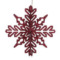 Vickerman 6" Burgundy 3D Glitter Snowflake Ornament (3 pack)