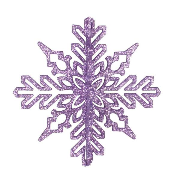 6" Lavender 3D Glitter Snowflake Ornament (3 pack)