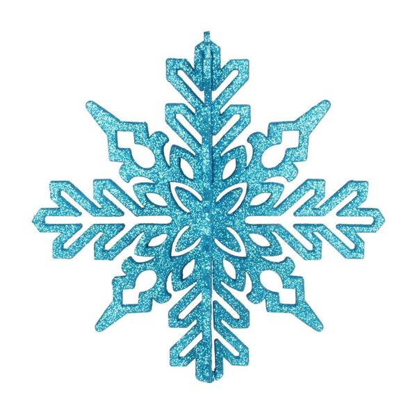 9" Turquoise 3D Glitter Snowflake Ornament (2 pack)