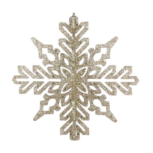 9" Champagne 3D Glitter Snowflake Ornament (2 pack)