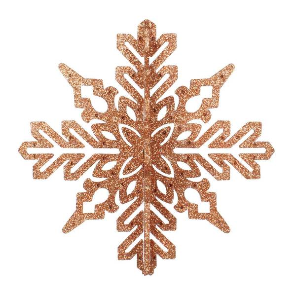9" Rose Gold 3D Glitter Snowflake Ornament (2 pack)