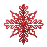 Vickerman 14" Red 3D Glitter Snowflake Ornament (2 pack)