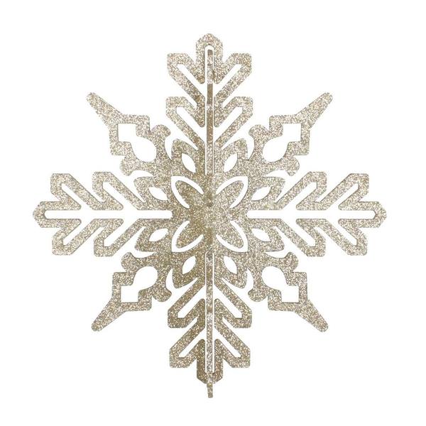 14" Champagne 3D Glitter Snowflake Ornament (2 pack)