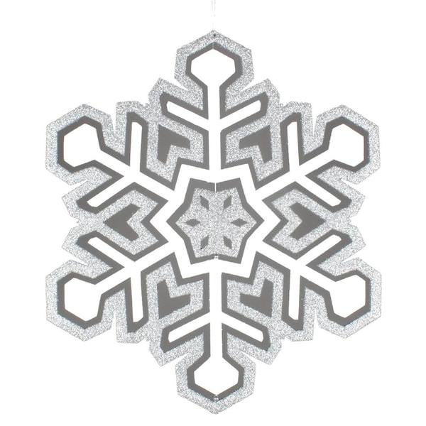 17" Silver / White 3D Glitter Snowflake Ornament