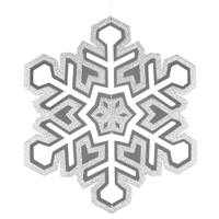 Vickerman 17" Silver / White 3D Glitter Snowflake Ornament