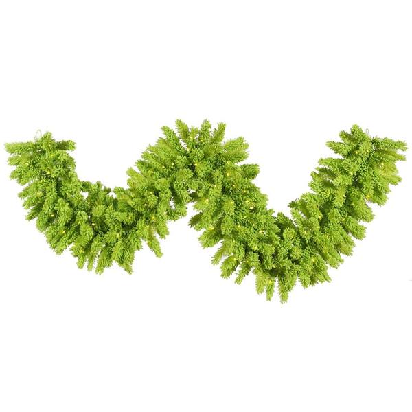 9'x 14" Artificial Flock Lime Garland