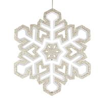 Vickerman 17" Champagne / White 3D Glitter Snowflake Ornament