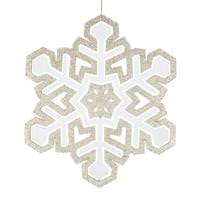 Vickerman 25" Champagne / White 3D Glitter Snowflake Ornament