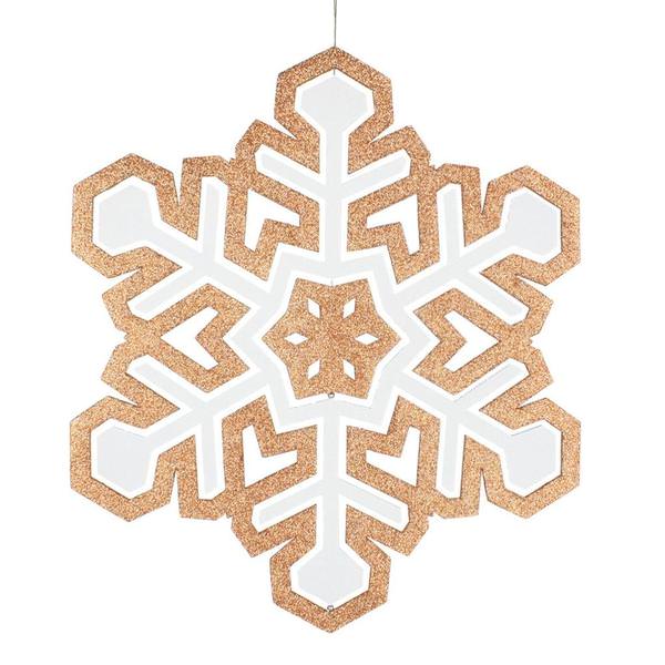 25" Rose Gold / White 3D Glitter Snowflake Ornament