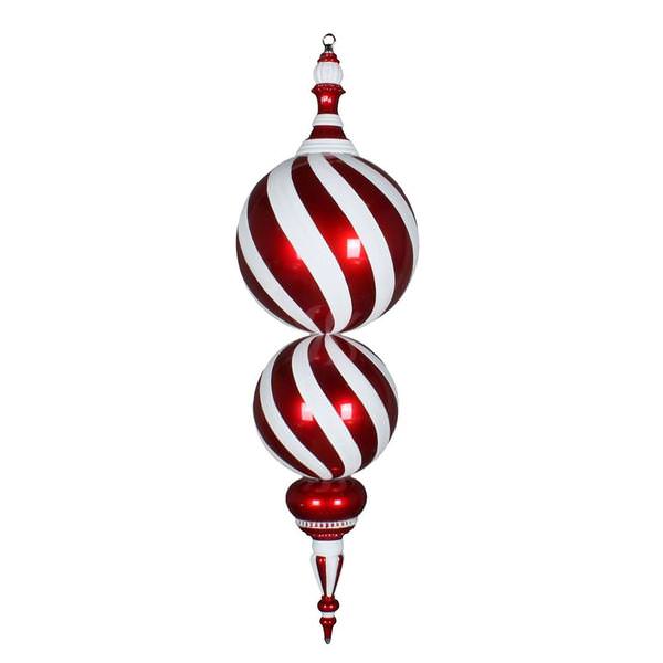 30" Red / White Candy Stripe Finial Ornament