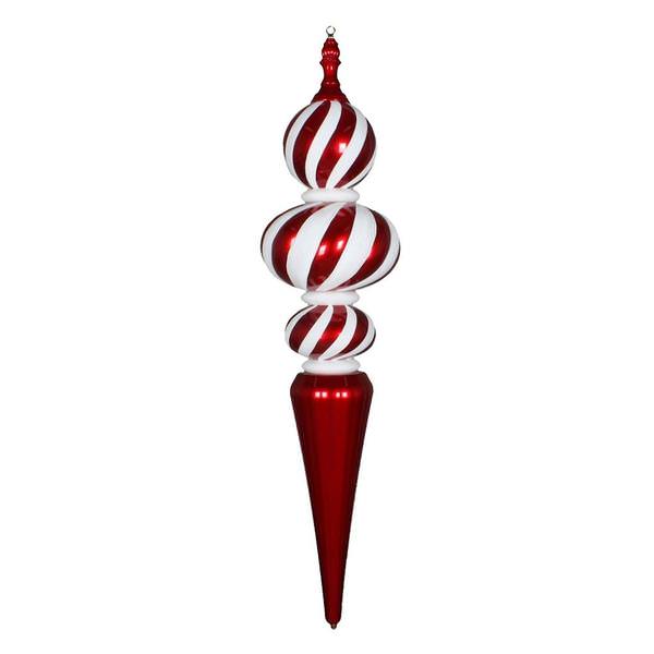 51" Red / White Candy Stripe Jumbo Finial Ornament
